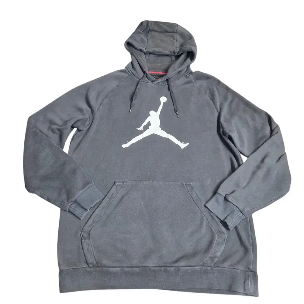 Jordan Jump Man Hoodie Mens Large Black Fleece Big Logo‎ Long Sleeve Pullover